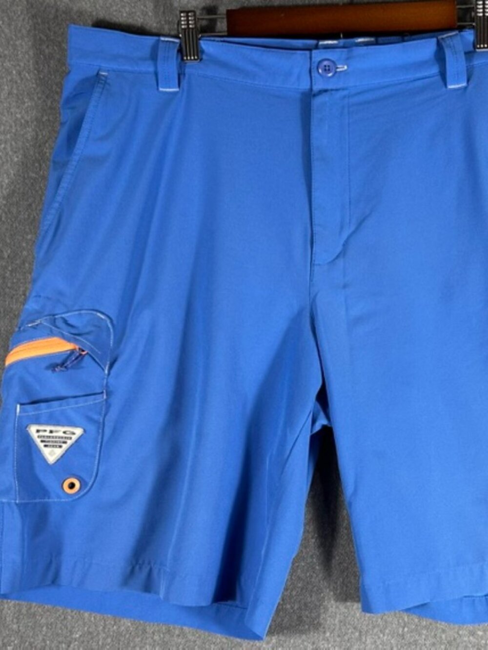 Columbia PFG Omni-Shield Fishing Shorts Mens Sz 40x10 Blue Performance Stretch
